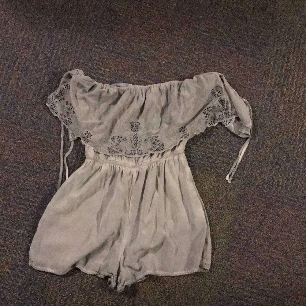 Olive green strapless romper